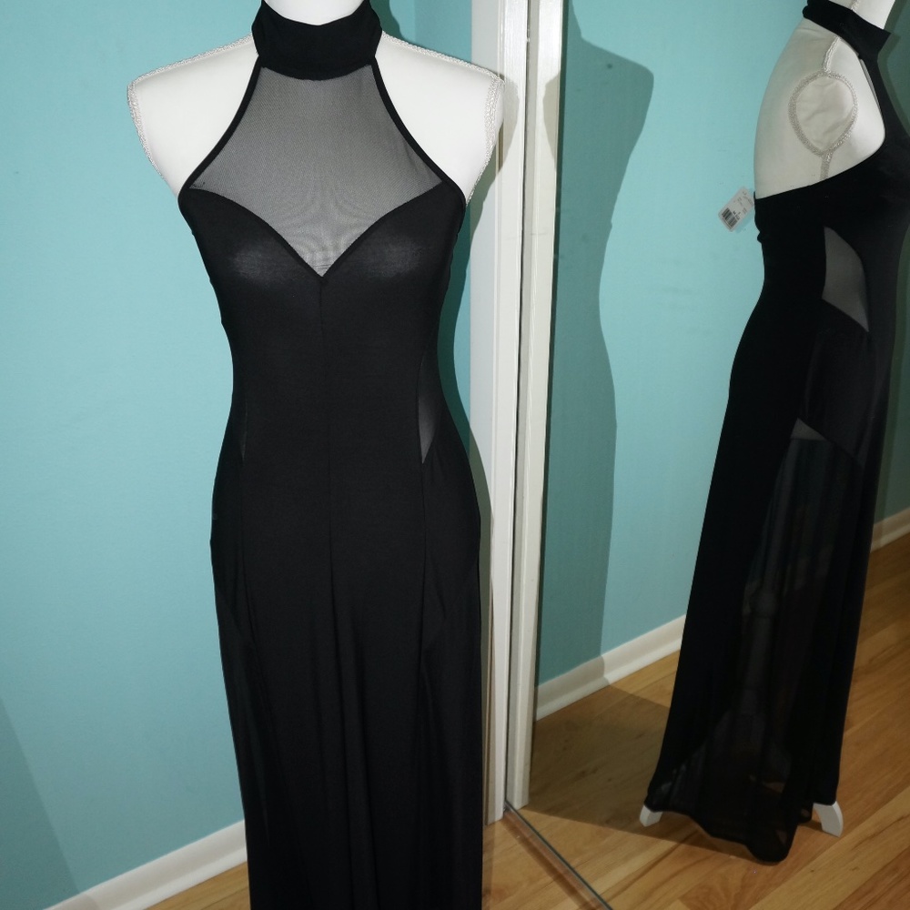 Forever 21 Seamless Halter Mesh Cut Out Dress S